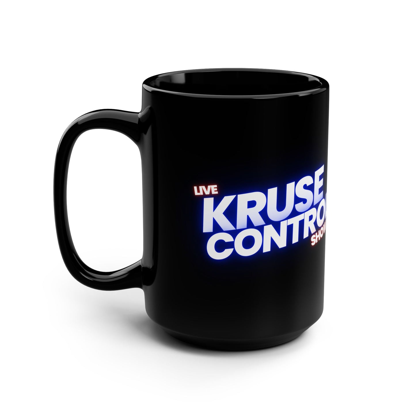 Kruse Control Show Black 15oz Coffee Mug — Bold Neon Logo