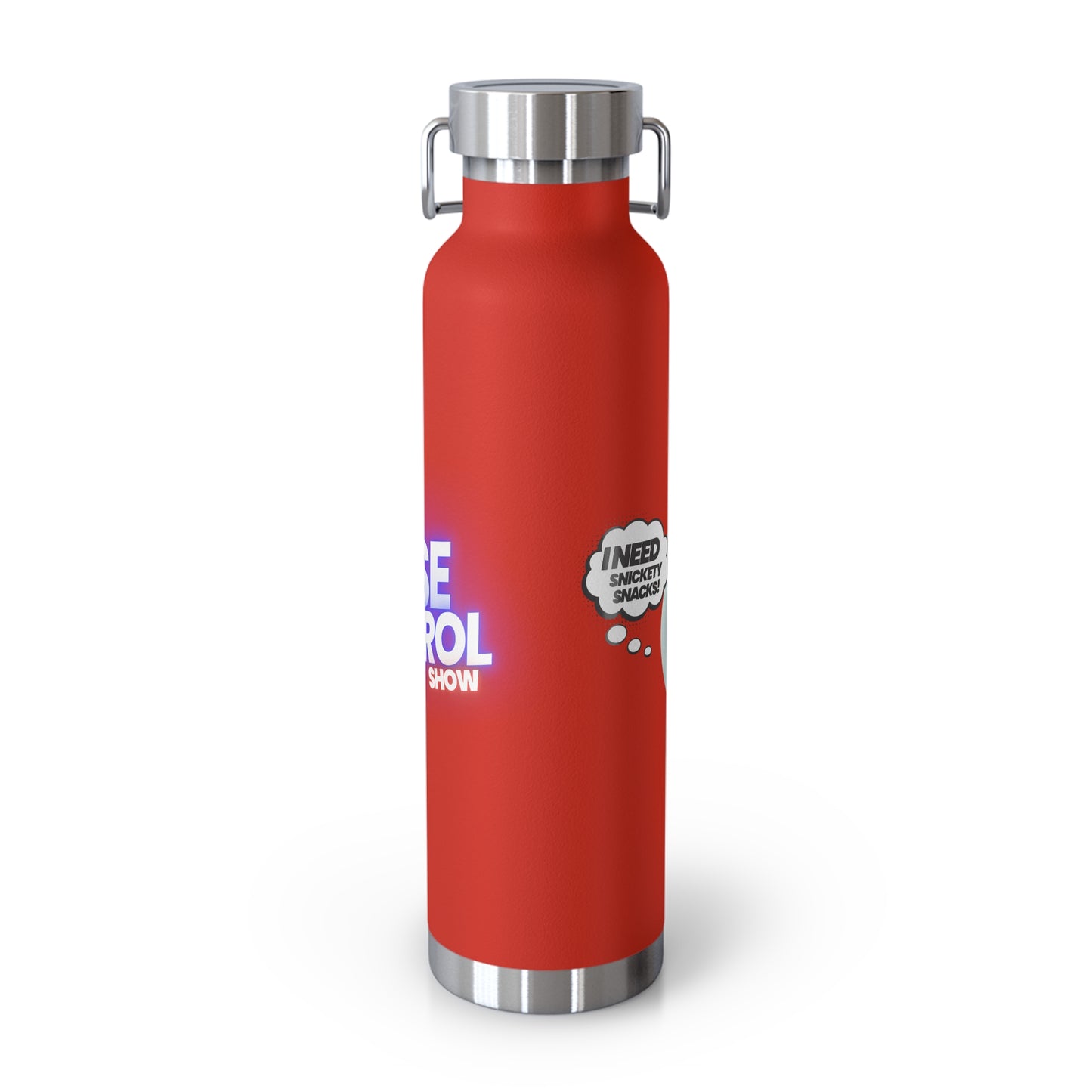 22oz Insulated Water Bottle — Cute Dog "I Need Biscuits" Design
