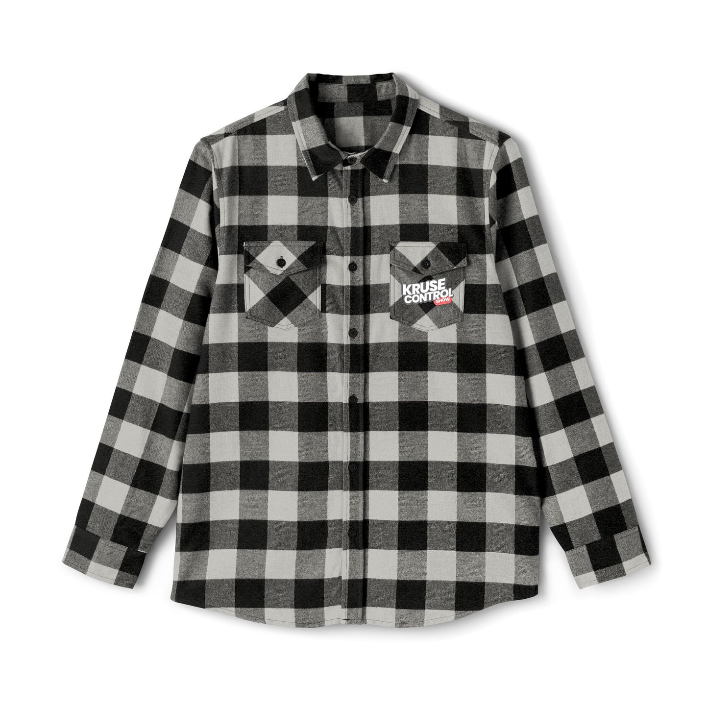 Green & Black Buffalo Plaid Flannel Shirt — Casual Unisex Button-Up with Chest Logo