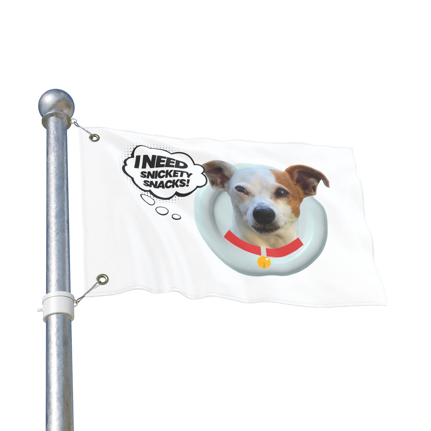 Dog Flag - "I Need Snickety Snacks!" Double-Sided Garden Banner