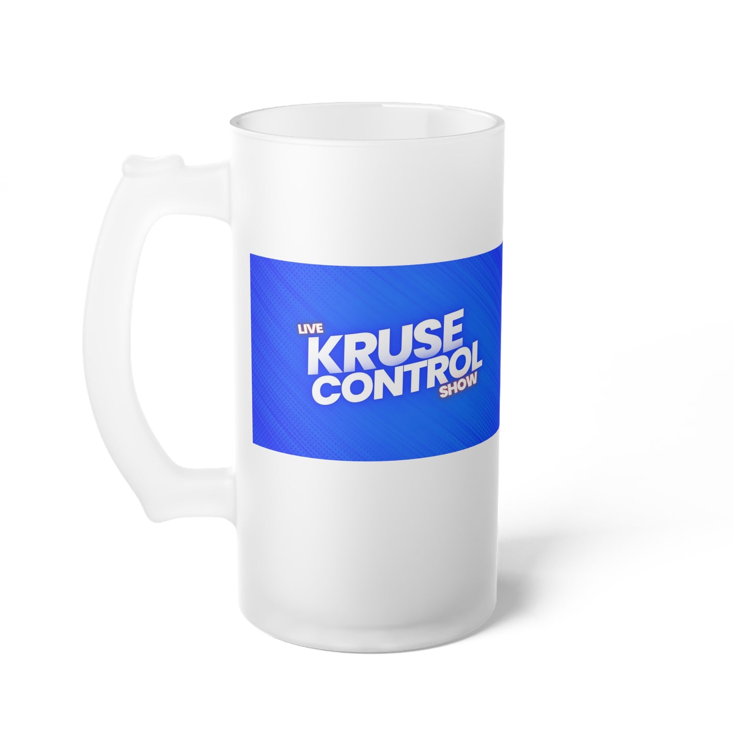 Frosted Glass Beer Mug — Bold Blue ‘Noise Control’ Brew Stein