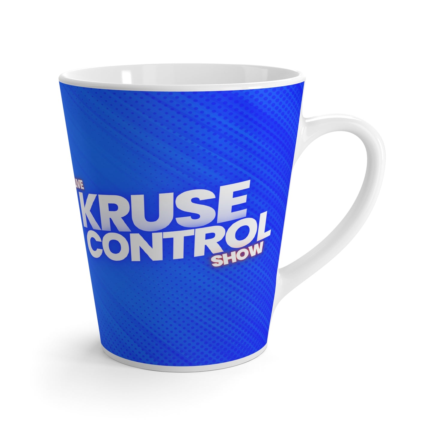 Latte Mug — Cute Dog Comic Design 'I Need Snickety Snacks' Blue Coffee Cup