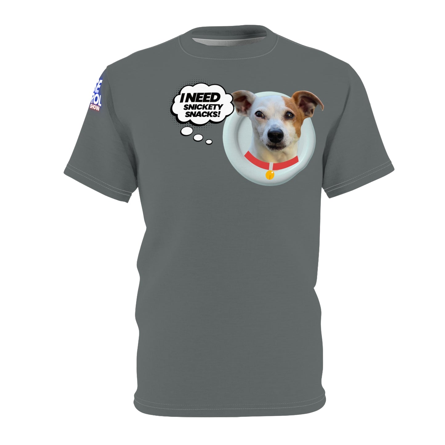 Dog T‑Shirt — "I Need Snickety Snacks!" Cute Jack Russell Pet Tee