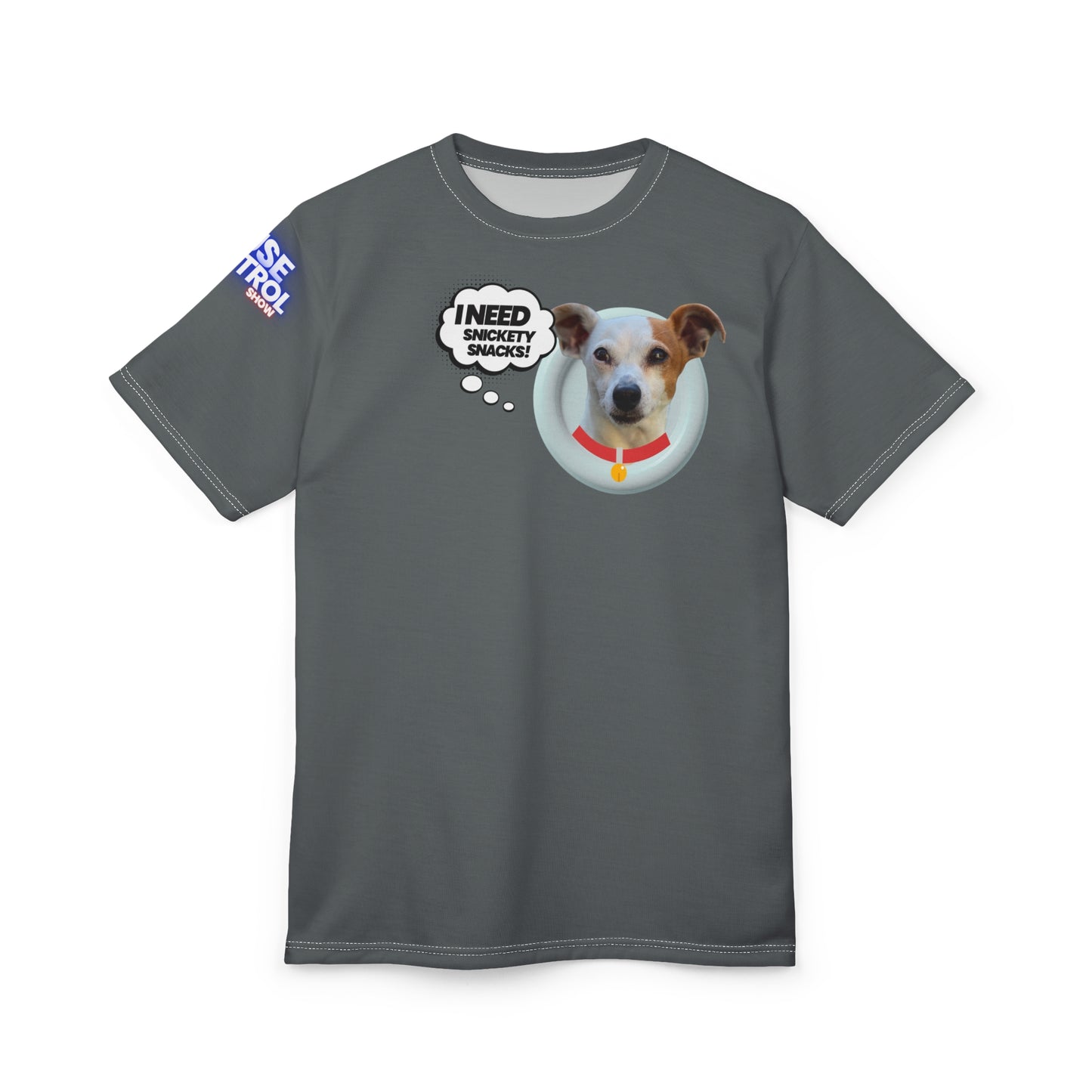 Dog T‑Shirt — "I Need Snickety Snacks!" Cute Jack Russell Pet Tee