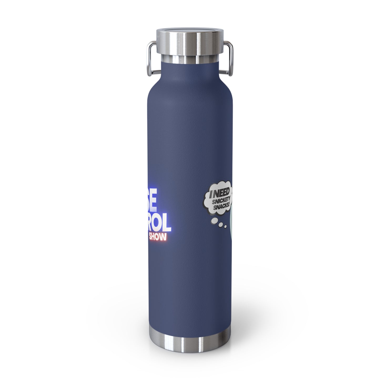22oz Insulated Water Bottle — Cute Dog "I Need Biscuits" Design