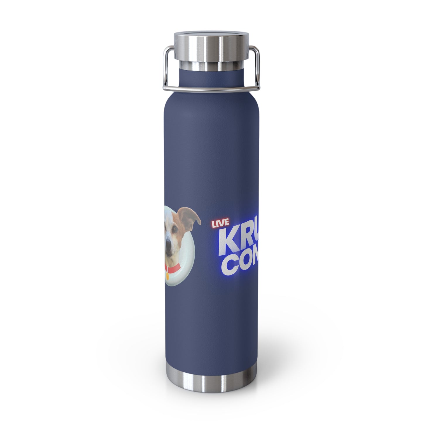 22oz Insulated Water Bottle — Cute Dog "I Need Biscuits" Design
