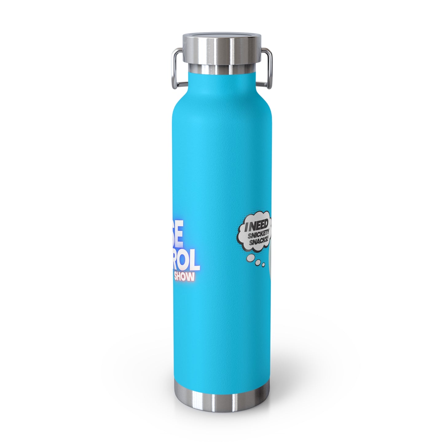 22oz Insulated Water Bottle — Cute Dog "I Need Biscuits" Design