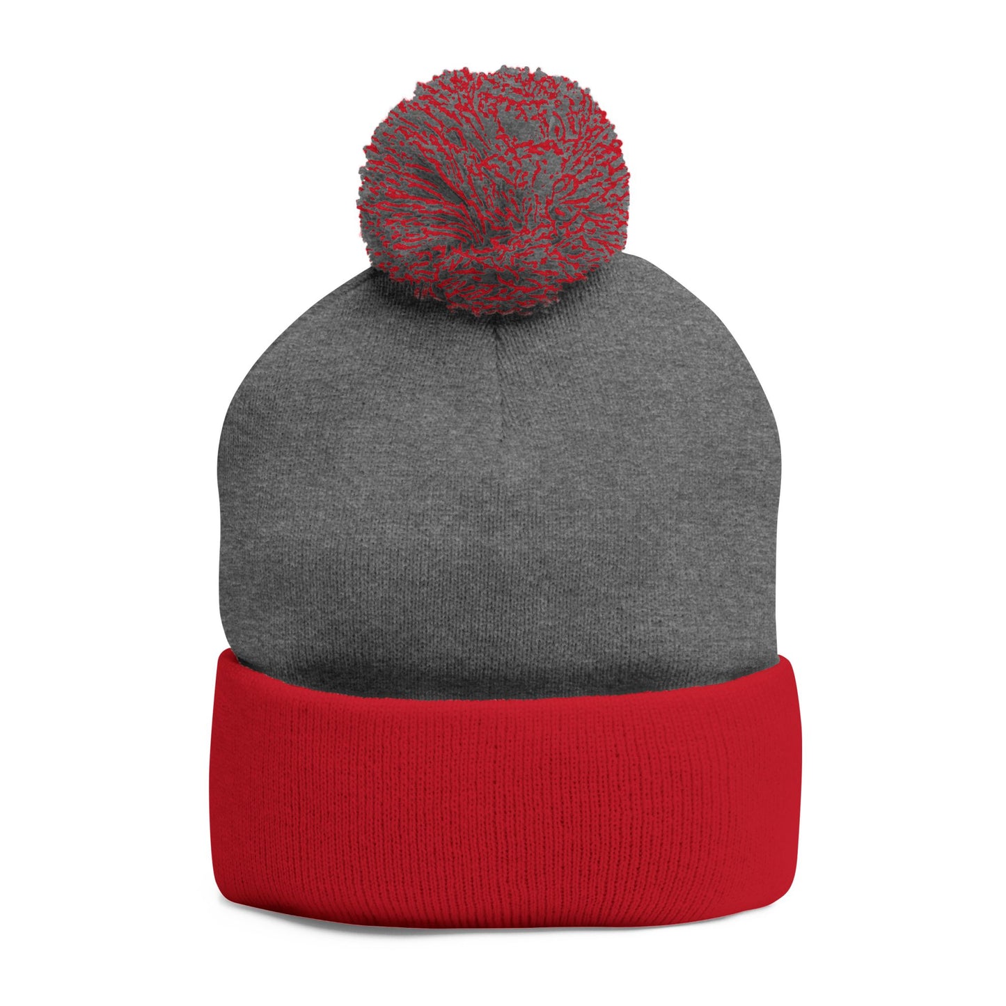 Embroidered Pom-Pom Beanie — Cute Dog Face Knit Cap