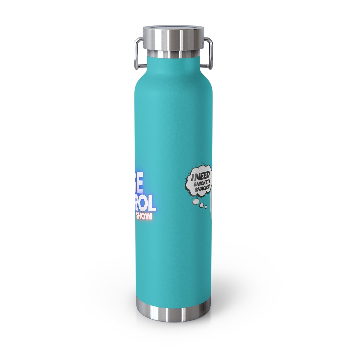 22oz Insulated Water Bottle — Cute Dog "I Need Biscuits" Design